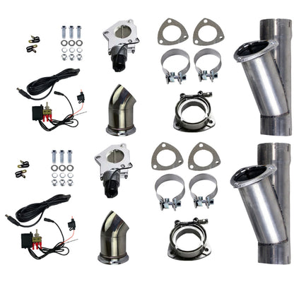 Granatelli Motor Sports Granatelli 3.0in Alum Mild Steel Electronic Dual Slip Fit Exhaust Cutout w/Band Clamps