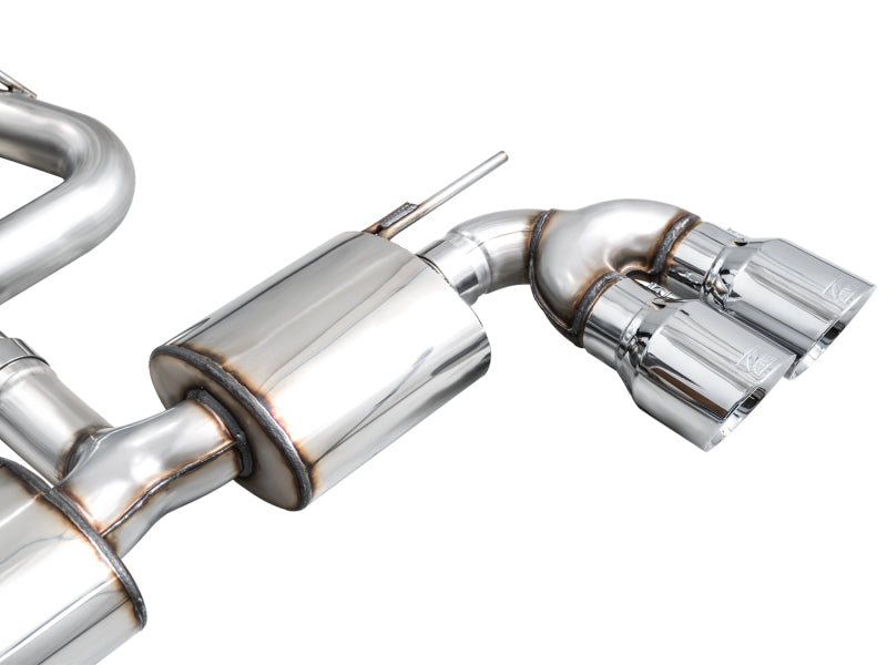 AWE Tuning MK8 Volkswagen Golf R 3in Touring Edition Quad Exhaust - Chrome Silver Tips