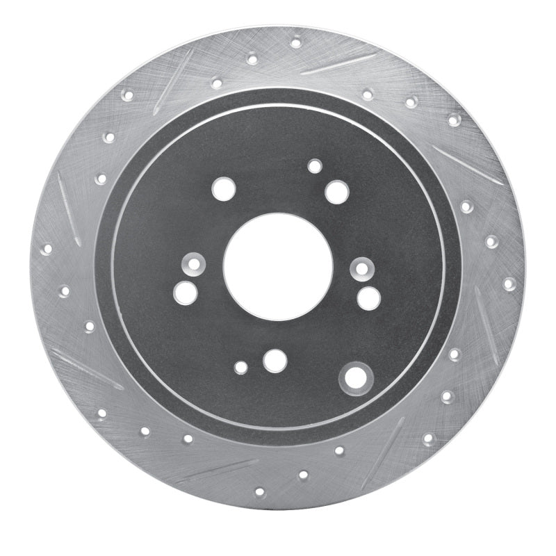 R1 Concepts R1 01-08 Acura MDX Rear Left Drilled & Slotted Silver Brake Rotor