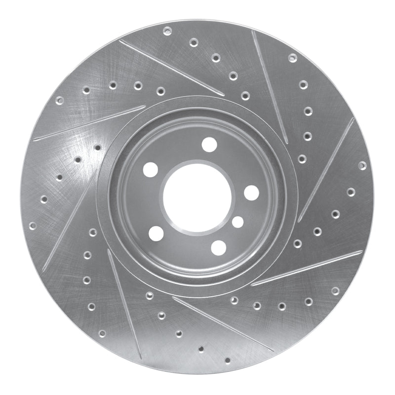 R1 Concepts R1 08-19 BMW X6 Front Left Drilled & Slotted Silver Brake Rotor