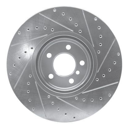 R1 Concepts R1 08-19 BMW X6 Front Left Drilled & Slotted Silver Brake Rotor