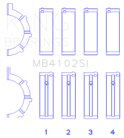 King Engine Bearings Chrysler 226 (3.7L) (Size +1.0mm) Main Bearing Set