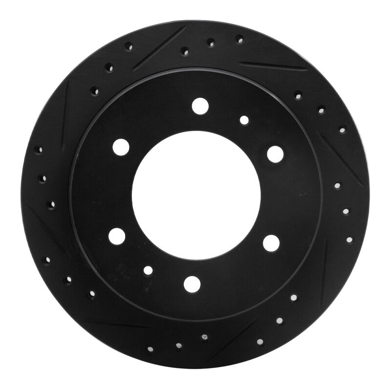 R1 Concepts R1 88-95 Nissan Pathfinder Rear Left Drilled & Slotted Black Brake Rotor