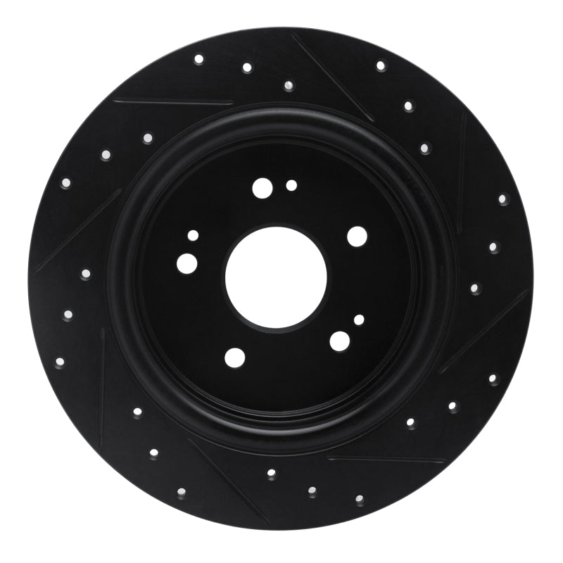 R1 Concepts R1 15-25 Acura TLX Rear Left Drilled & Slotted Black Brake Rotor