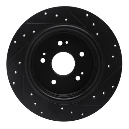 R1 Concepts R1 15-25 Acura TLX Rear Left Drilled & Slotted Black Brake Rotor