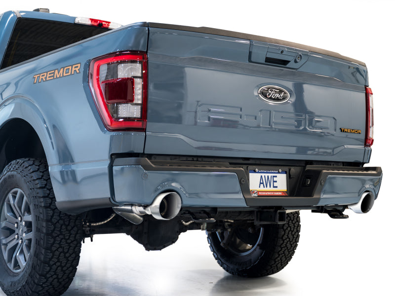 AWE Tuning 2021+ Ford F150 Tremor w/ Bumper Cutouts 0FG Non-Resonated Cat-Back w/ Chrome Silver Tips