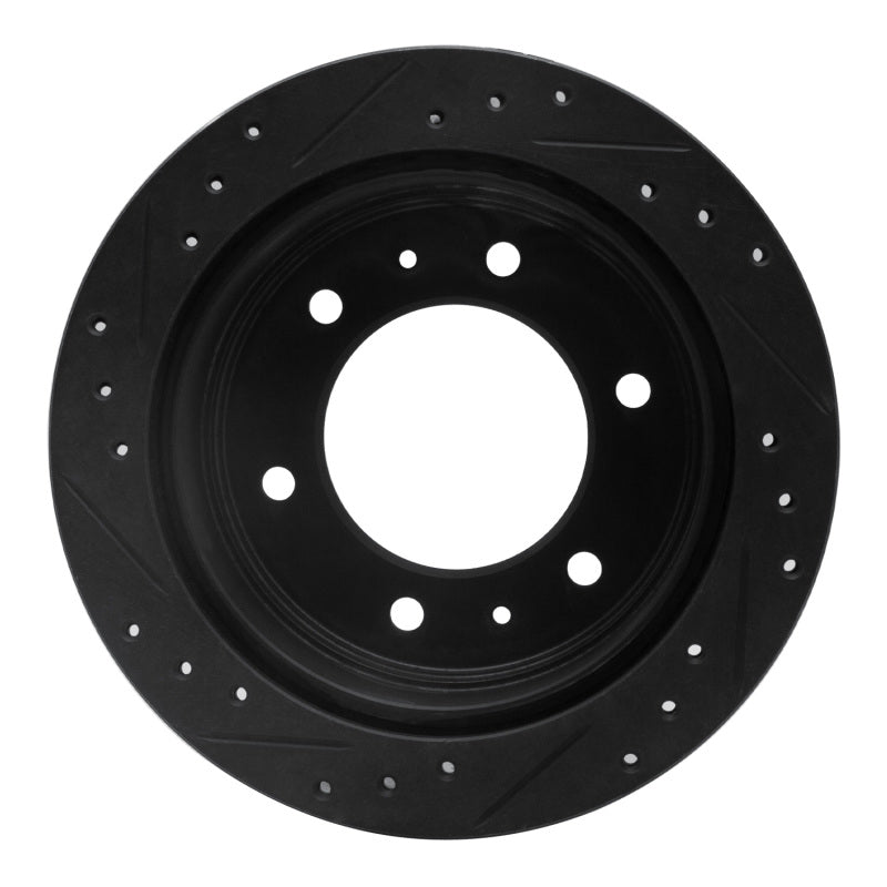 R1 Concepts R1 88-95 Nissan Pathfinder Rear Left Drilled & Slotted Black Brake Rotor