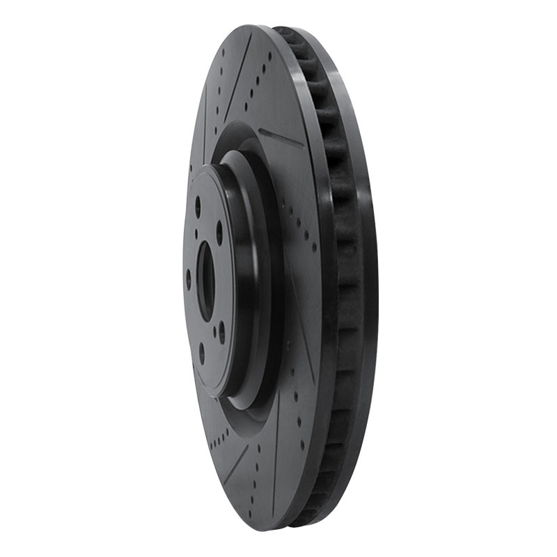 R1 Concepts R1 10-17 Lexus LS460 Right Front Drilled & Slotted Black Brake Rotor