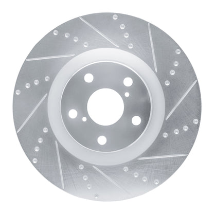 R1 Concepts R1 09-11 Lexus IS350 Left Front Drilled & Slotted Silver Brake Rotor