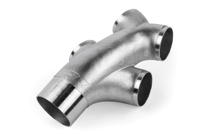 APR Cast T304 Stainless Steel Double Y-Splitter - 76mm to Quad 63.5mm (3in to Quad 2.5in)