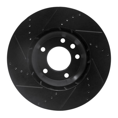 R1 Concepts R1 03-15 Audi Q7 Left Front Drilled & Slotted Black Brake Rotor
