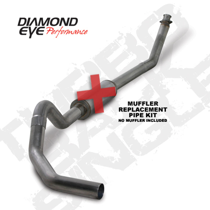 Diamond Eye Performance Diamond Eye KIT 4in Turbo Back MFLR RPLCMENT PIPE SGL SS: 98.5-02 DODGE CUMMINS 5.9L