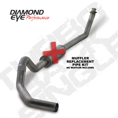 Diamond Eye Performance Diamond Eye KIT 4in Turbo Back MFLR RPLCMENT PIPE SGL SS: 98.5-02 DODGE CUMMINS 5.9L