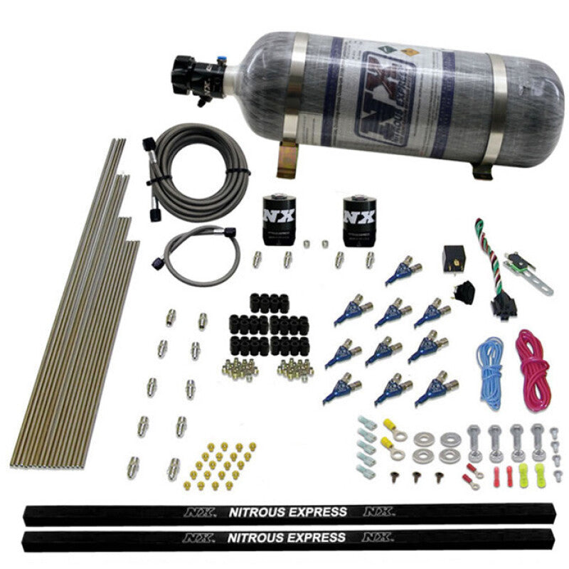 Nitrous Express 10 Cyl Piranha Nozzle Direct Port Nitrous Kit (250-500HP) w/Composite Bottle