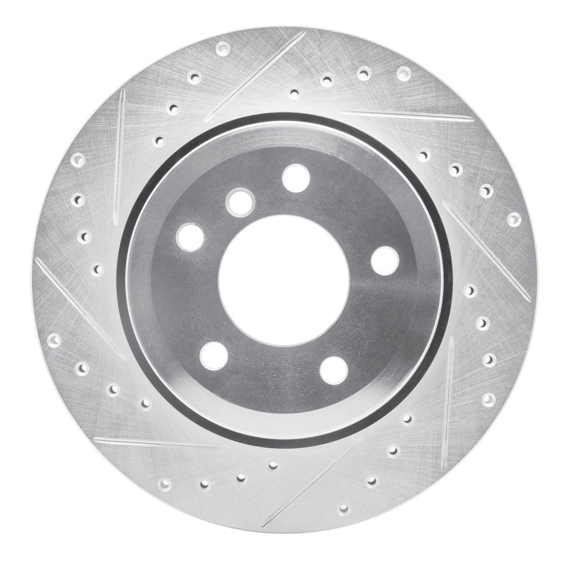 R1 Concepts R1 06-10 BMW 530XI Rear Left Drilled & Slotted Silver Brake Rotor