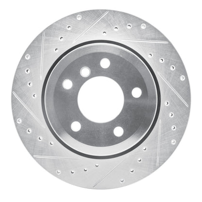 R1 Concepts R1 06-10 BMW 530XI Rear Left Drilled & Slotted Silver Brake Rotor