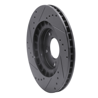 R1 Concepts R1 00-09 Honda S2000 Front Right Drilled & Slotted Black Brake Rotor