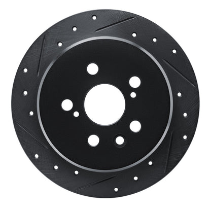 R1 Concepts R1 86-93 Lexus ES250 Rear Left Drilled & Slotted Black Brake Rotor