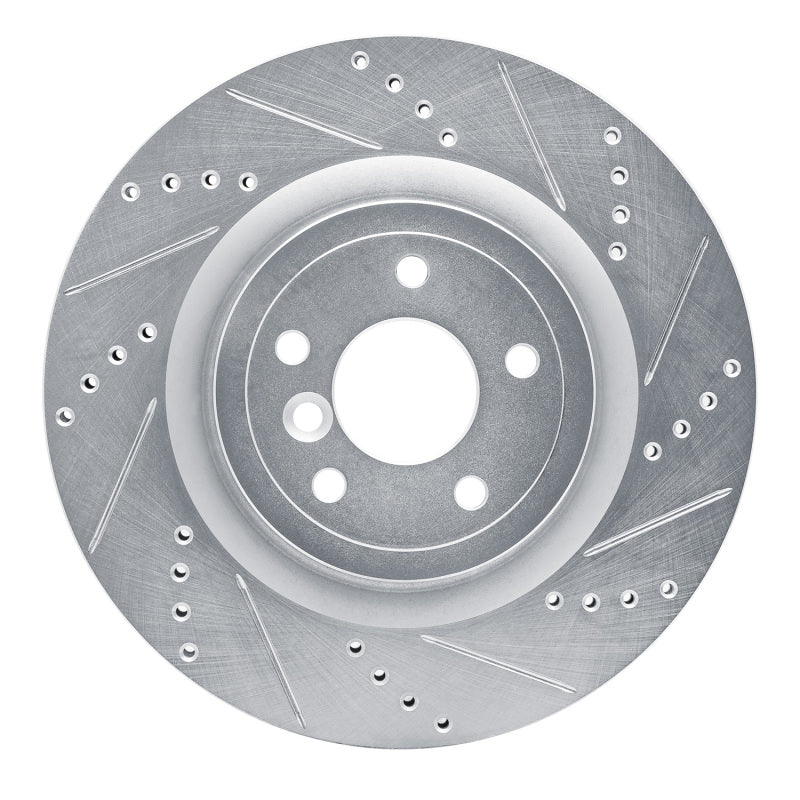 R1 Concepts R1 16-24 Jaguar XF Rear Right Drilled & Slotted Silver Brake Rotor