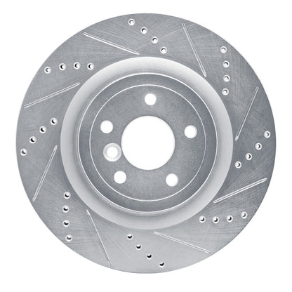 R1 Concepts R1 16-24 Jaguar XF Rear Right Drilled & Slotted Silver Brake Rotor