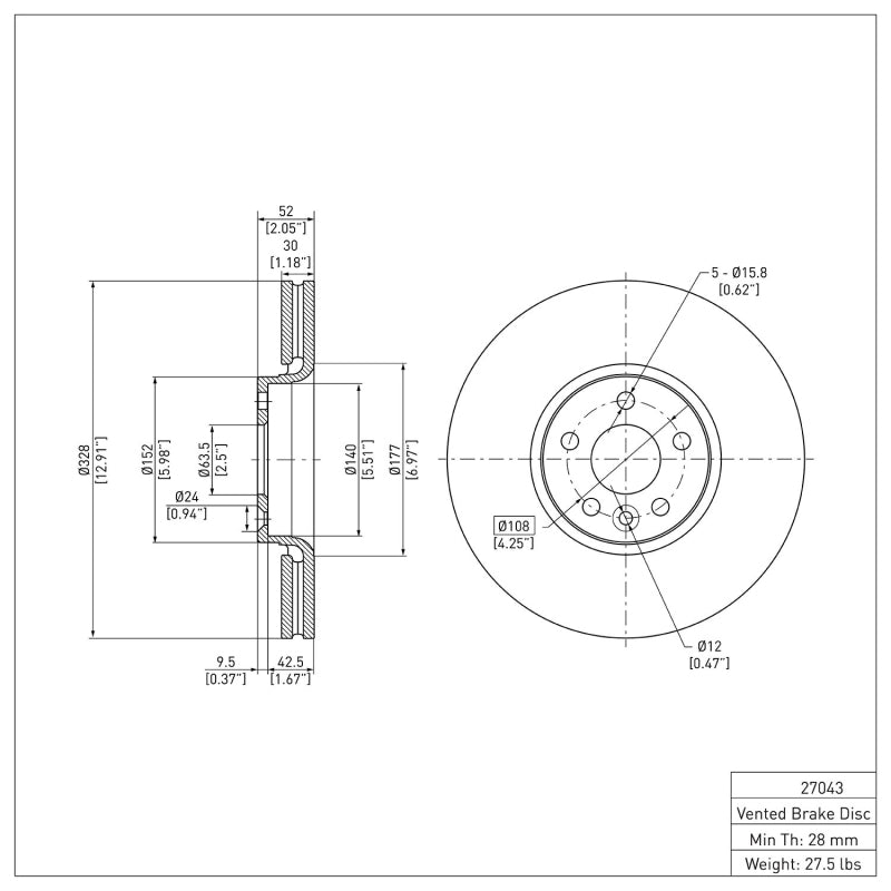 DFC 10-16 Volvo XC60 Front GeoSPEC Coated Rotor