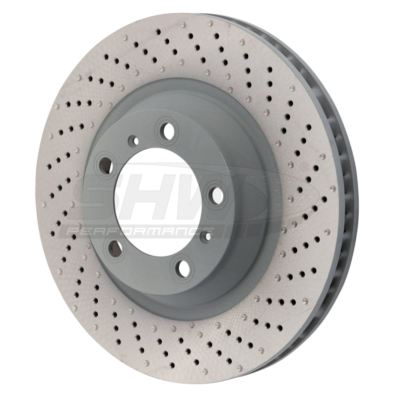 SHW Performance SHW 15-16 Porsche 911 Carrera 4 GTS w/o Ceramics Right Front Drill-Dimp MB Brake Rotor (99135140401)