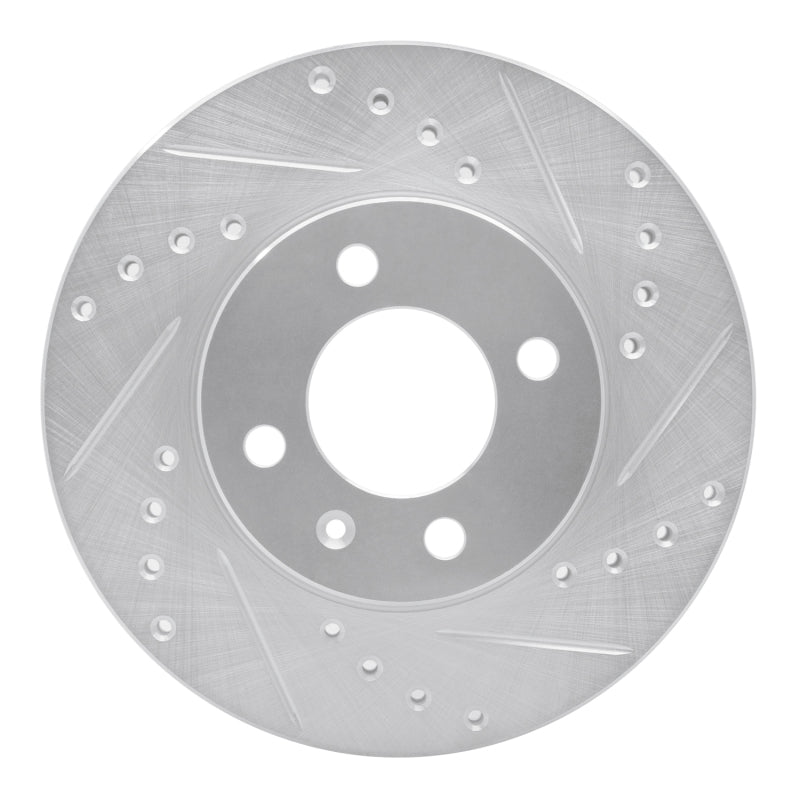 R1 Concepts R1 86-08 Volkswagen Jetta Sedan Front Right Drilled & Slotted Silver Brake Rotor