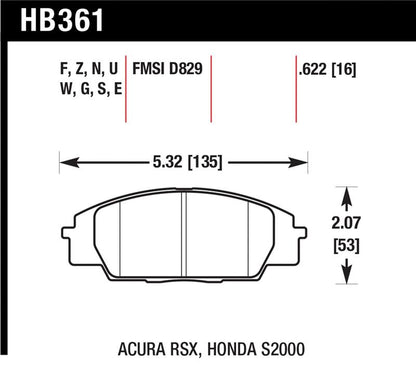 Hawk Performance Hawk 2002-2006 Acura RSX Type-S HPS 5.0 Front Brake Pads