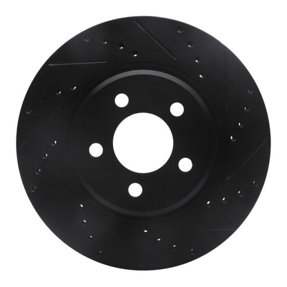 R1 Concepts R1 05-23 Chrysler 300 Front Right Drilled & Slotted Black Brake Rotor