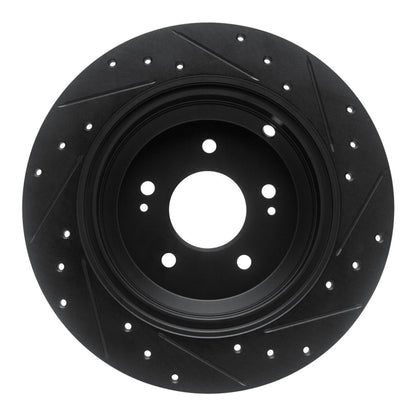 R1 Concepts R1 18-23 Genesis G70 Rear Left Drilled & Slotted Black Brake Rotor
