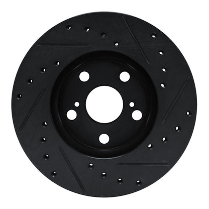 R1 Concepts R1 87-87 Toyota Camry Front Left Drilled & Slotted Black Brake Rotor