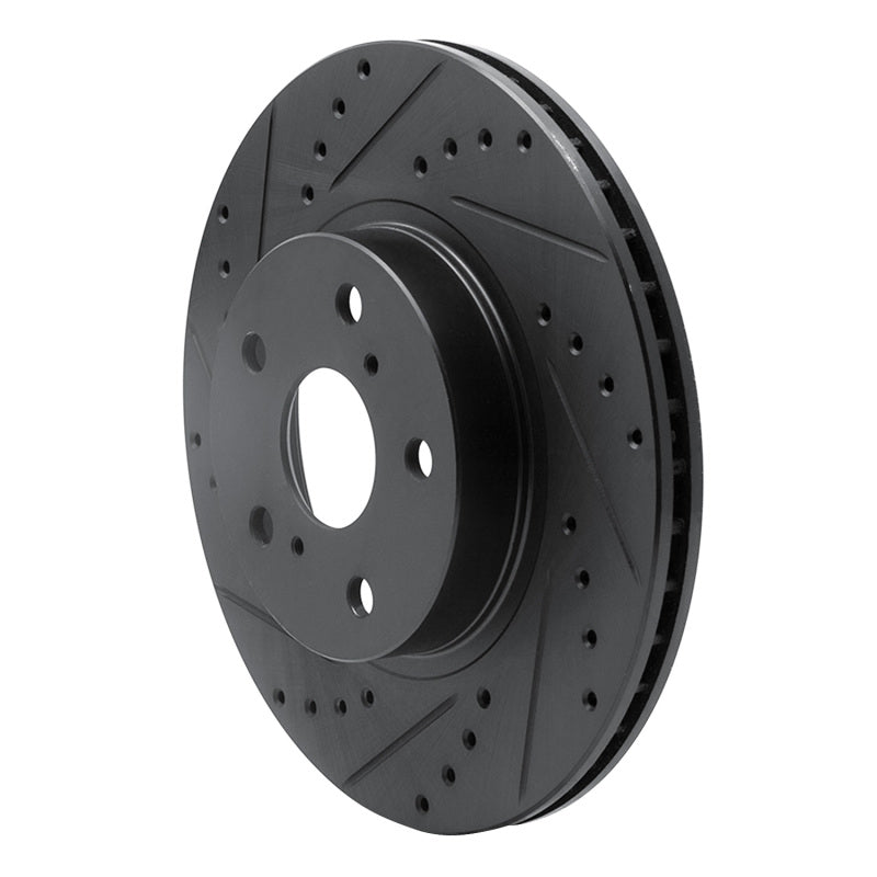 R1 Concepts R1 86-92 Toyota Supra Front Left Drilled & Slotted Black Brake Rotor