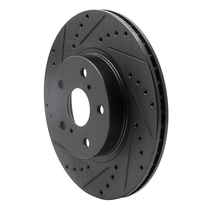 R1 Concepts R1 86-92 Toyota Supra Front Left Drilled & Slotted Black Brake Rotor