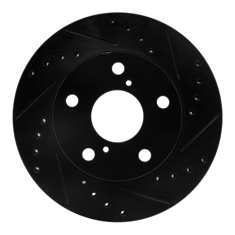R1 Concepts R1 91-95 Toyota MR2 Front Right Drilled & Slotted Black Brake Rotor