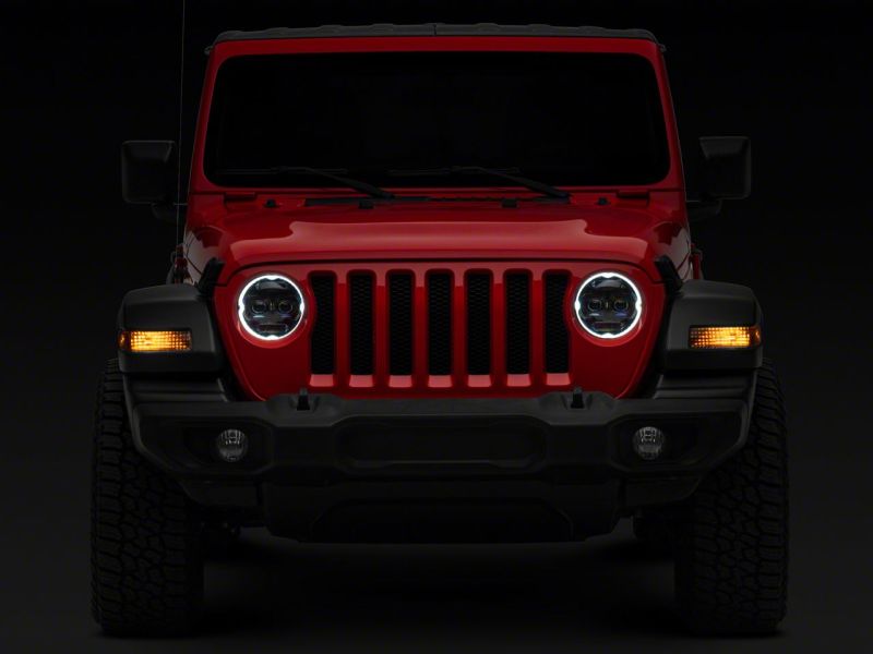 Raxiom 18-23 Jeep Wrangler JL Axial Series 9-In Angel Eye LED Headlights- Black Housing (Clear Lens)