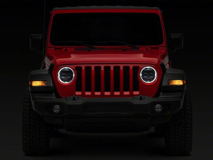 Raxiom 18-23 Jeep Wrangler JL Axial Series 9-In Angel Eye LED Headlights- Black Housing (Clear Lens)
