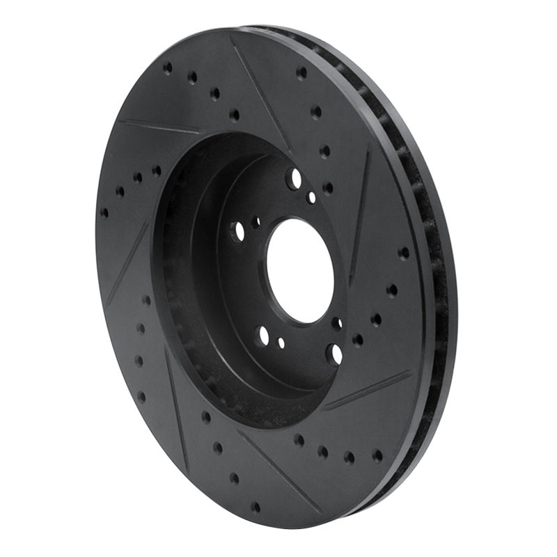 R1 Concepts R1 04-14 Acura TSX Front Left Drilled & Slotted Black Brake Rotor