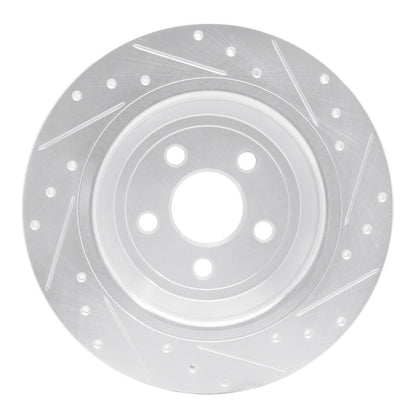 R1 Concepts R1 15-24 Ford Edge Rear Left Drilled & Slotted Silver Brake Rotor