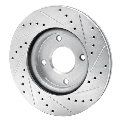 R1 Concepts R1 07-14 Nissan Versa Front Left Drilled & Slotted Silver Brake Rotor