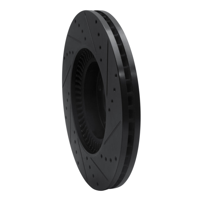 R1 Concepts R1 09-14 Hyundai Genesis Sedan Front Left Drilled & Slotted Black Brake Rotor
