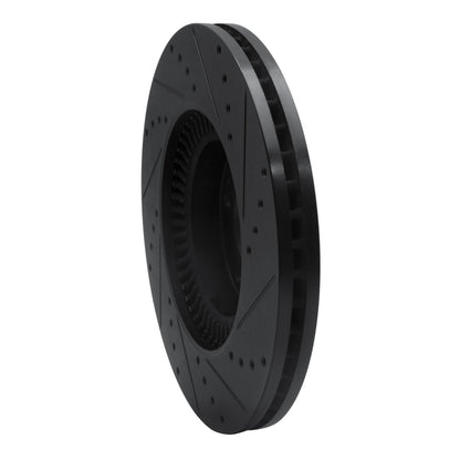 R1 Concepts R1 09-14 Hyundai Genesis Sedan Front Left Drilled & Slotted Black Brake Rotor