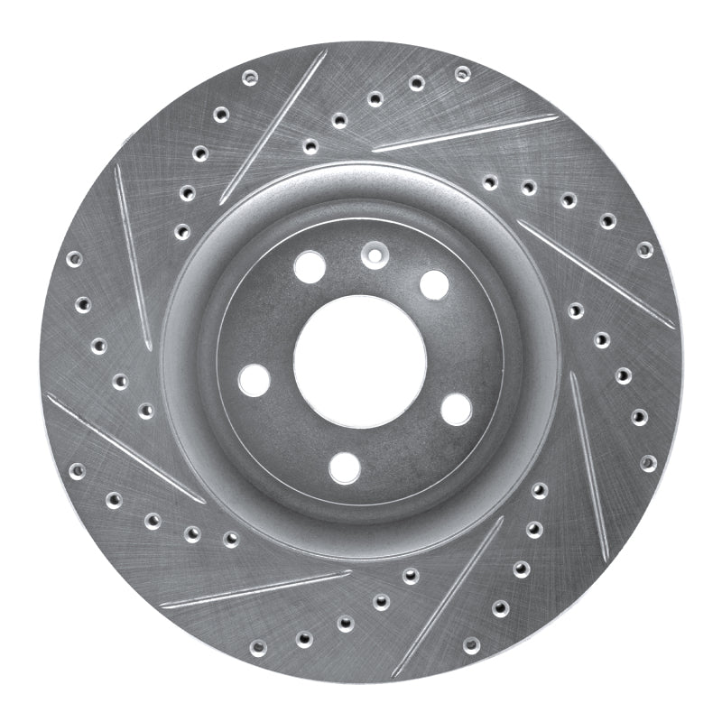 R1 Concepts R1 04-09 Audi S4 Front Left Drilled & Slotted Silver Brake Rotor