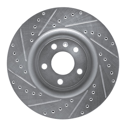 R1 Concepts R1 04-09 Audi S4 Front Left Drilled & Slotted Silver Brake Rotor