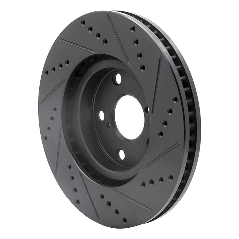R1 Concepts R1 06-15 Lexus GS300 Right Front Drilled & Slotted Black Brake Rotor
