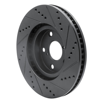 R1 Concepts R1 06-15 Lexus GS300 Right Front Drilled & Slotted Black Brake Rotor