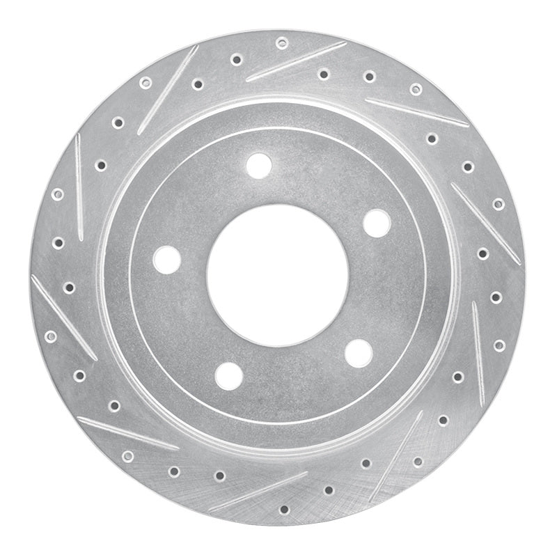 R1 Concepts R1 04-06 Ford E-150 Rear Left Drilled & Slotted Silver Brake Rotor