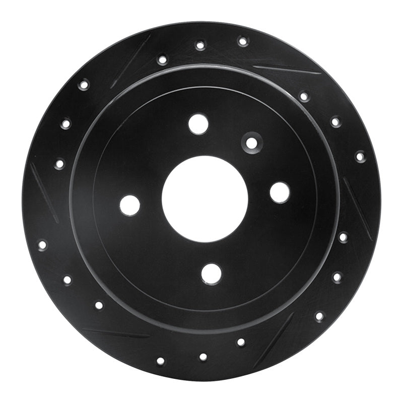 R1 Concepts R1 99-02 Daewoo Nubira Rear Left Drilled & Slotted Black Brake Rotor