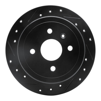 R1 Concepts R1 99-02 Daewoo Nubira Rear Left Drilled & Slotted Black Brake Rotor