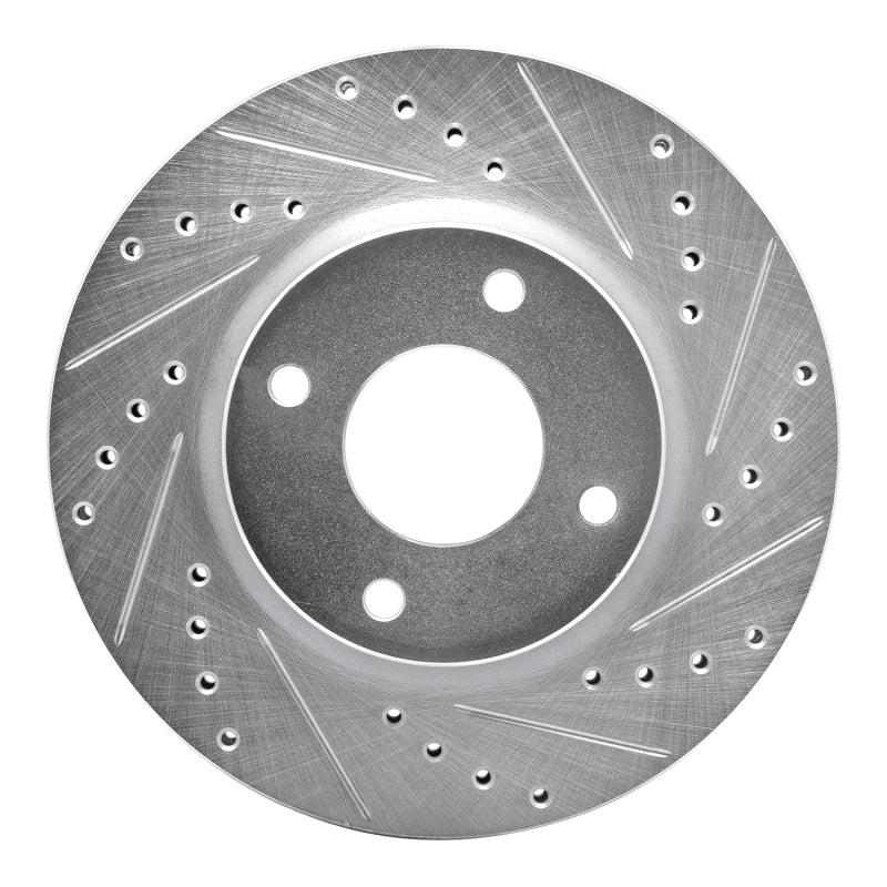 R1 Concepts R1 07-14 Nissan CUBE Front Right Drilled & Slotted Silver Brake Rotor