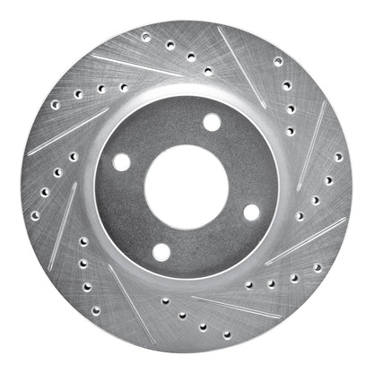R1 Concepts R1 07-14 Nissan CUBE Front Right Drilled & Slotted Silver Brake Rotor